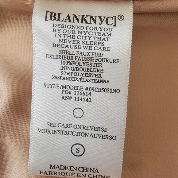 BLANKNYC Size Small Curly Faux Fleece Chubby Coat Color Champagne & OJ - Picture 9 of 11